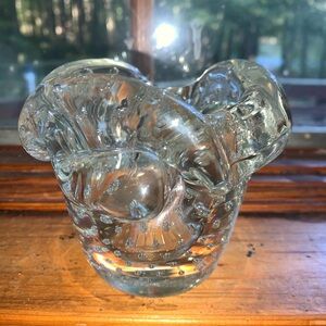 Vintage Murano Clear Controlled Bubble Art Glass Piece